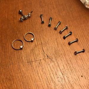 Earring lot for cartilage piercings.